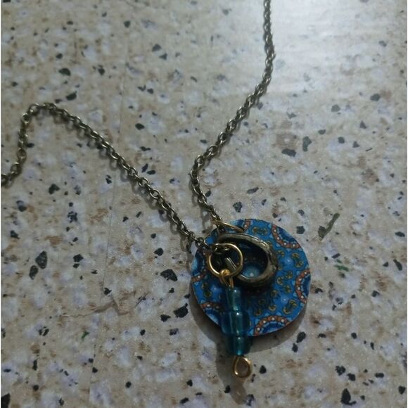 Long Rustic blue charm add on necklace - Picture 3 of 8
